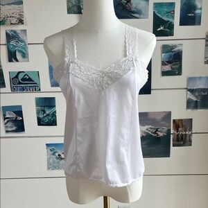 Vanity Fair White Satin Lace-Trim Camisole